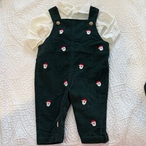 Starting Out Dark Green Santa Overalls Set